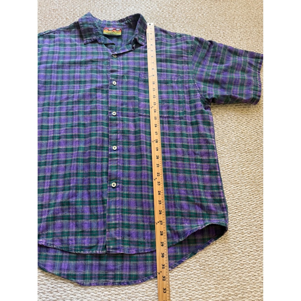 Maui‎ and Sons grunge surfer vintage Plaid Short Sleeve Button Down Shirt Large - Picture 8 of 8